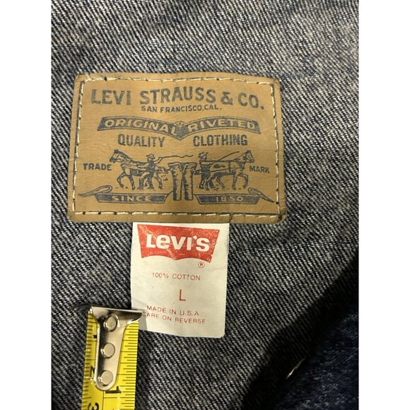 Levi’s Trucker Jacket Sz LARGE  Denim Blue Jean Button Up Vintage  77934-8206 - Picture 2 of 16